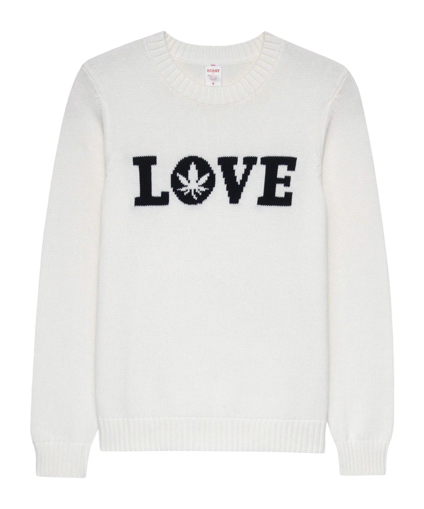 Boast Women's Intarsia "LOVE" Sweater - Ivory - IVORY